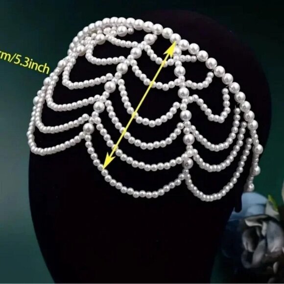 ?NWT Handmade Faux Pearls Head Chain Jewelry?